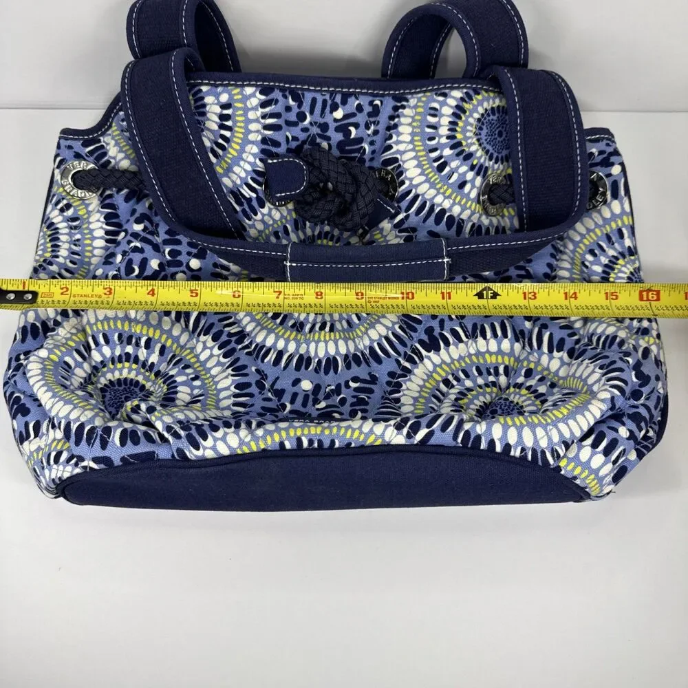 Vera Bradley Bag Blue White Yellow Medallion Double Handle Rope Accent Retired